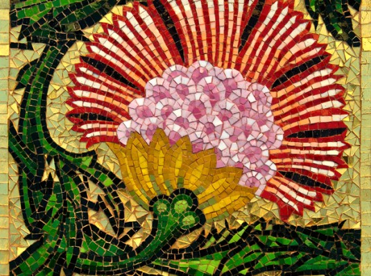 Flower, Murano mosaic and gold mosaic