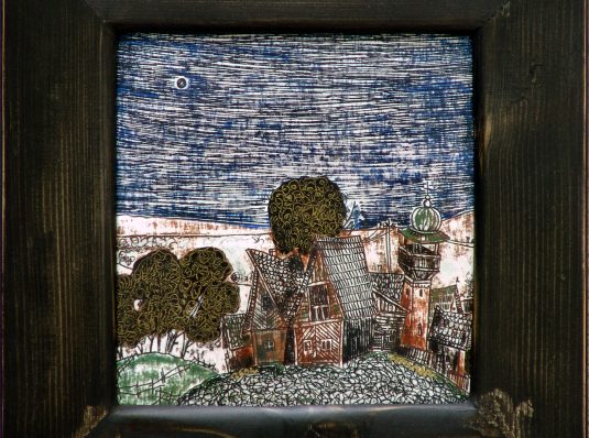 A village, 2005, 20x20cm, mixed technique on cardboard