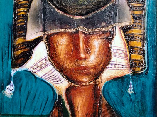 Girl with hat and veil, 2003, 50x30cm, mixed technique on wood