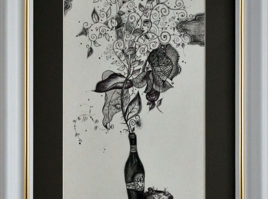 Rose and champagne, 2017, 35x20cm, graphics