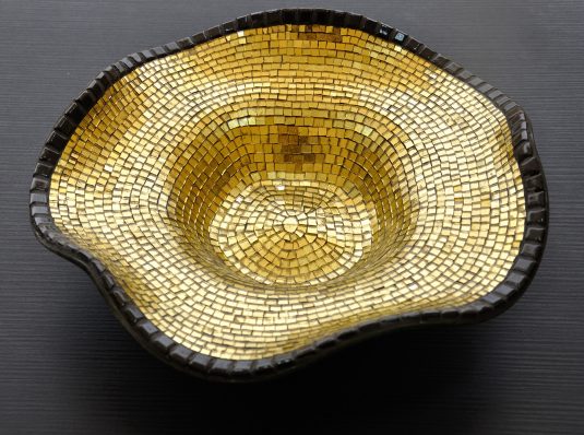 Decorative plate with 24 karat gold mosaic