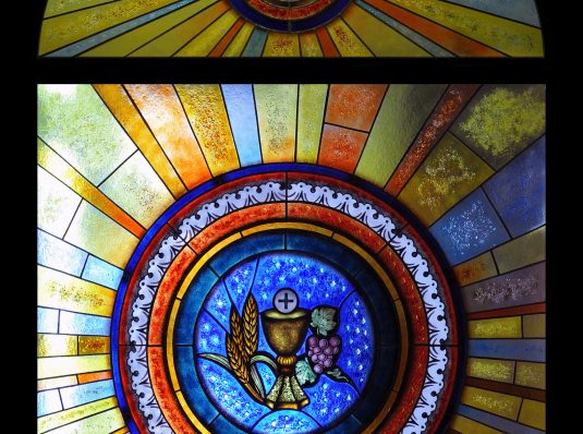 classic religious stained glass, made in Tiffany technique